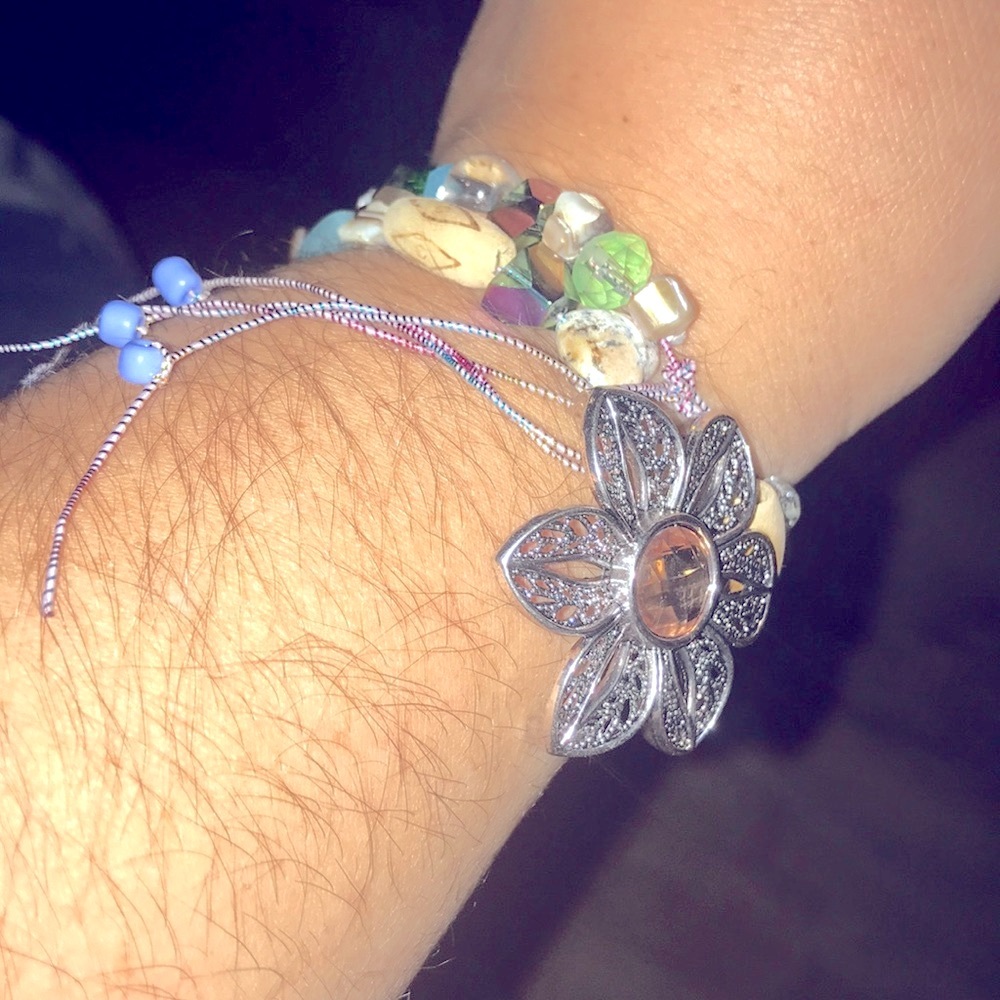 New crystal bracelet handmade with flower stretch by Amanda Sanchez